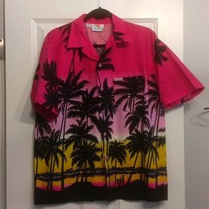 Windswept in the Bahamas Palm Trees Surfboard Shirt XL